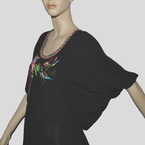 MATTHEW WILLIAMSON H&M NEW NWT $199 SZ 6 S SMALL BLACK SILK EMBROIDERED DRESS - Picture 11 of 15